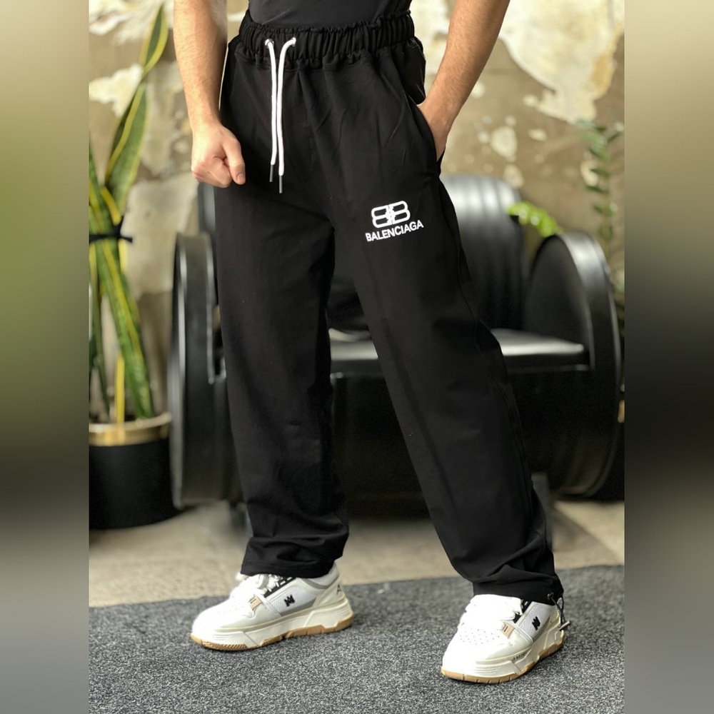 Balenciaga Black Track Pants with White Sneakers